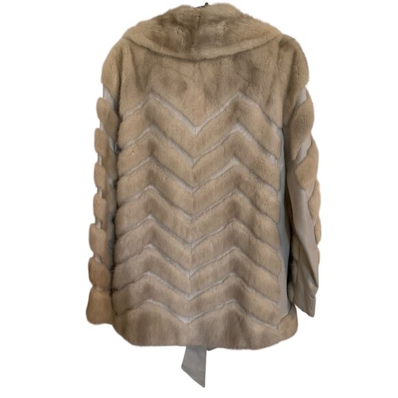 Vintage Furs By Szor & Deider Beige Mink Fur Jacket Belted Waist Old Money - Picture 15 of 16